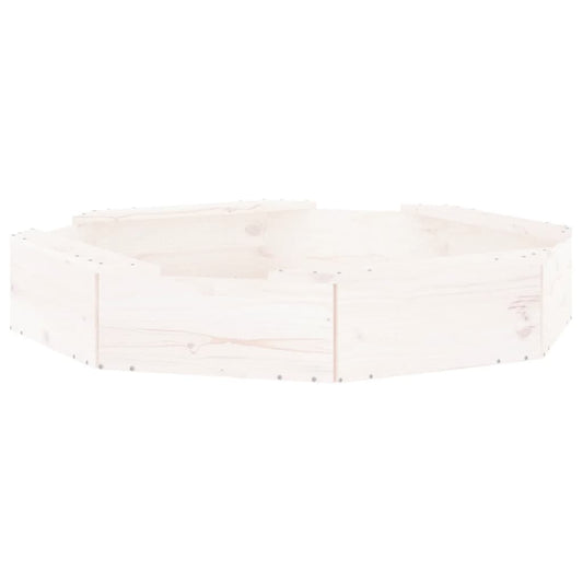 Sandkasten mit Sitzen Weiß Achteck Massivholz Kiefer