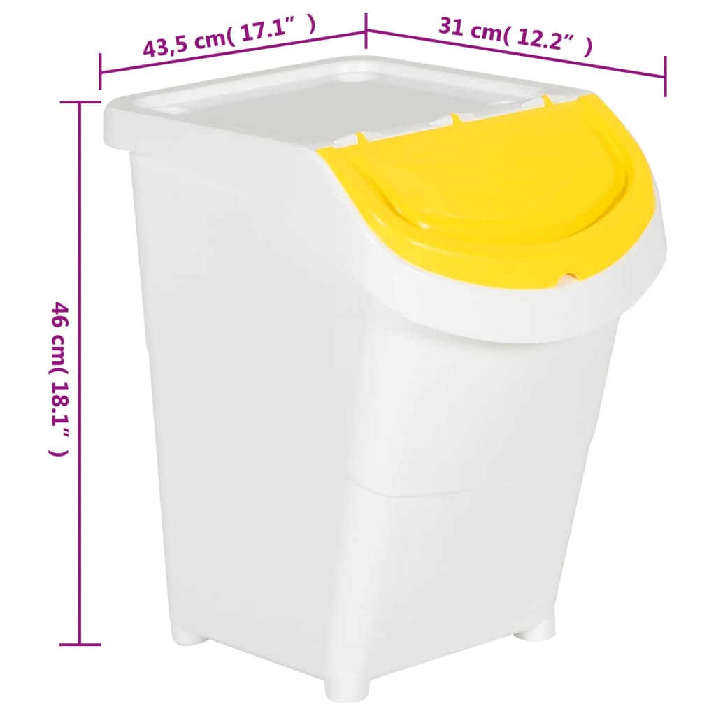 Abfallbehälter mit Deckeln 3 Stk. Stapelbar Weiß PP 120 L