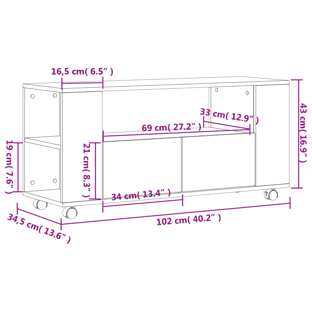 TV-Schrank Weiß 102x34,5x43 cm Holzwerkstoff