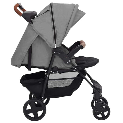 3-in-1 Kinderwagen Hellgrau Stahl