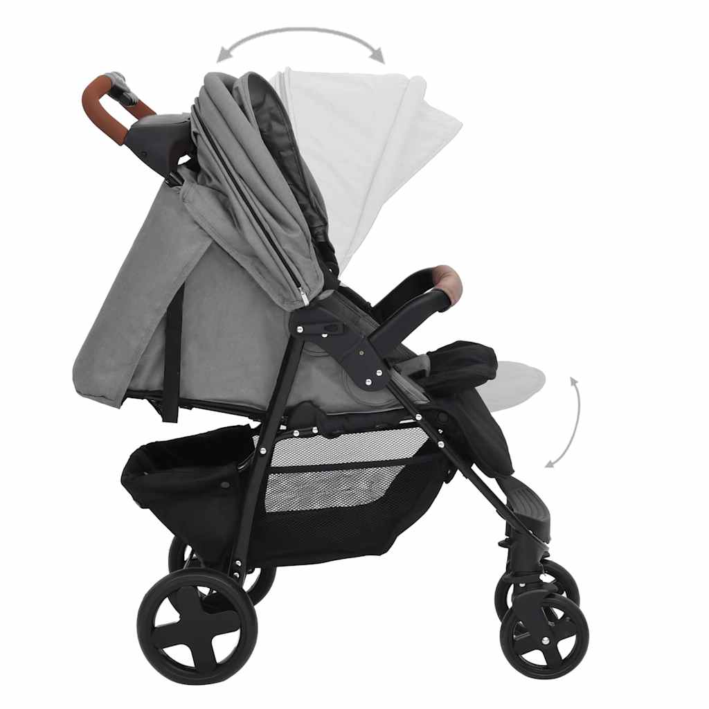3-in-1 Kinderwagen Hellgrau Stahl