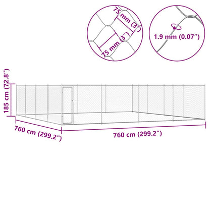 Outdoor-Hundezwinger Verzinkter Stahl 760x760x185 cm