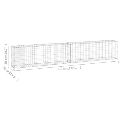 Gabionenwand mit Abdeckung Verzinkter Stahl 300x30x50 cm