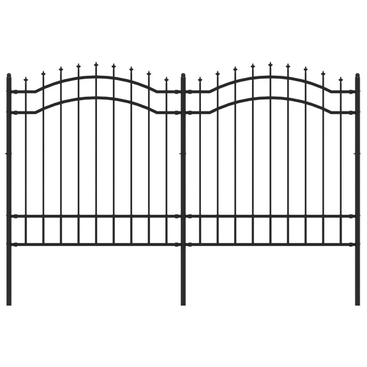 Gartenzaun mit Speerspitze Schwarz 239 x 125 cm Pulverbeschichteter Stahl