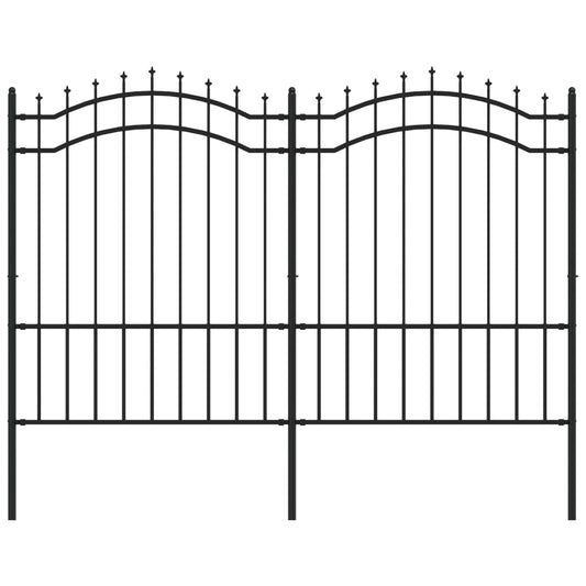 Gartenzaun mit Speerspitze Schwarz 239 x 150 cm Pulverbeschichteter Stahl