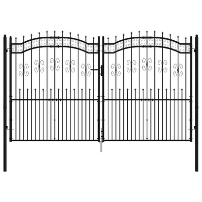 Zauntor mit Speerspitze Schwarz 305 x 175 cm Pulverbeschichteter Stahl