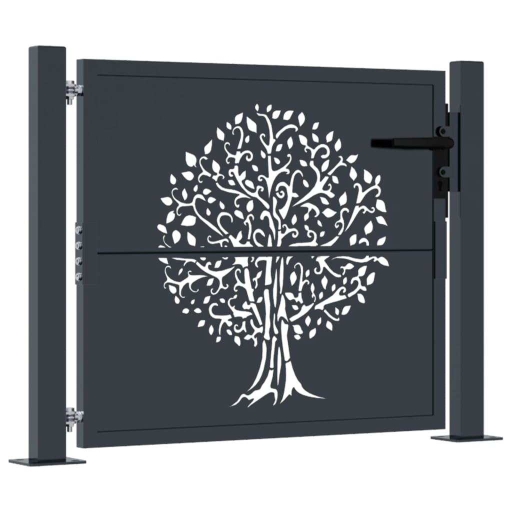 Gartentor Anthrazit 100x75 cm Stahl Baum-Design