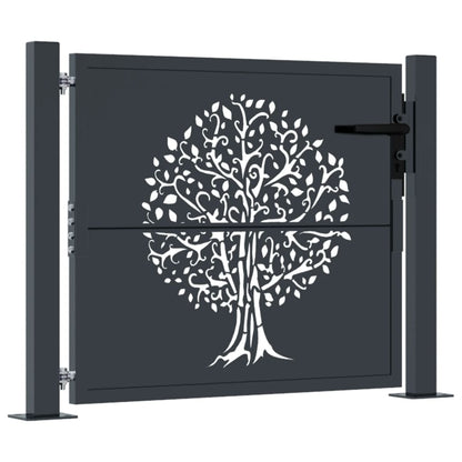 Gartentor Anthrazit 100x75 cm Stahl Baum-Design