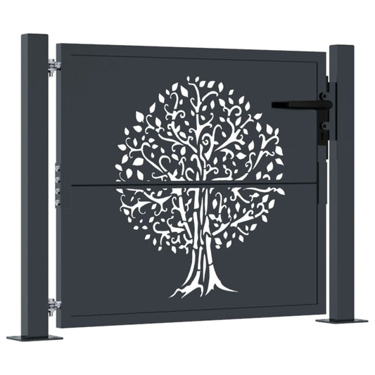 Gartentor Anthrazit 100x75 cm Stahl Baum-Design