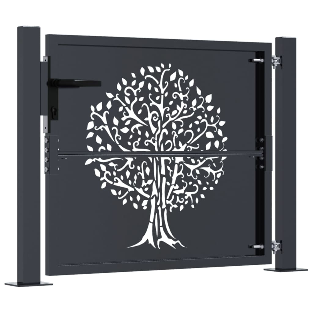 Gartentor Anthrazit 100x75 cm Stahl Baum-Design