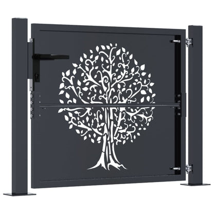 Gartentor Anthrazit 100x75 cm Stahl Baum-Design