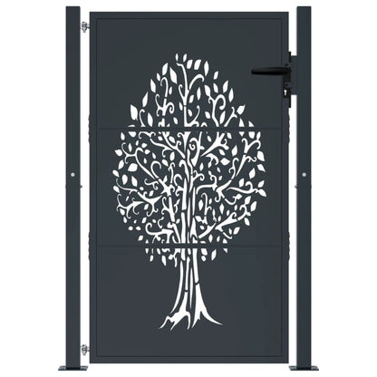 Gartentor Anthrazit 100x125 cm Stahl Baum-Design
