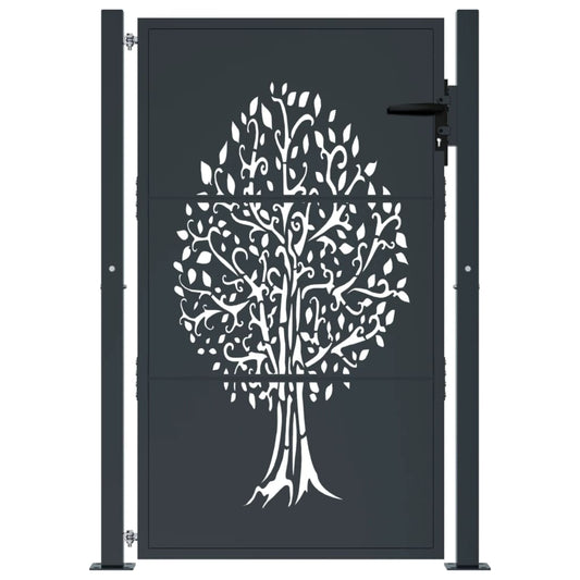 Gartentor Anthrazit 100x125 cm Stahl Baum-Design