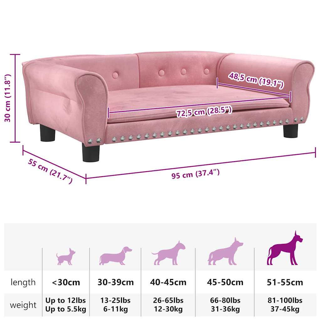 Hundebett Rosa 95x55x30 cm Samt