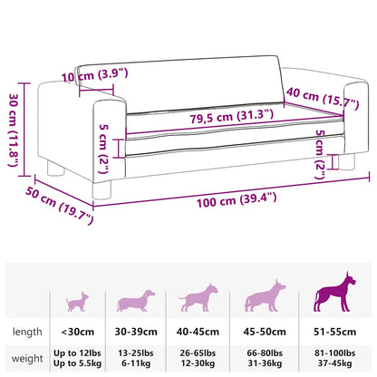 Hundebett mit Verlängerung Dunkelgrau 100x50x30 cm Samt