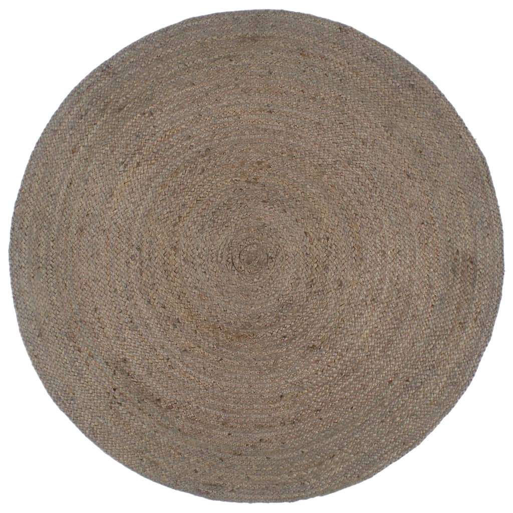 Teppich Handgefertigt Jute Rund 180 cm Grau