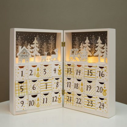 LED Adventskalender aus Holz, befüllbar, mit 8 LED