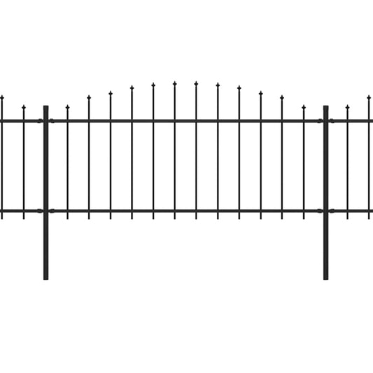 Gartenzaun mit Speerspitzen Stahl (0,5 - 0,75) x 11,9 m Schwarz
