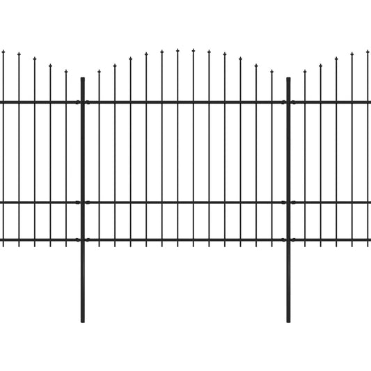 Gartenzaun mit Speerspitze Stahl 1248 x 175 cm Schwarz