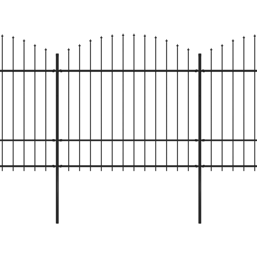 Gartenzaun mit Speerspitze Stahl 1426 x 175 cm Schwarz