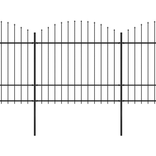 Gartenzaun mit Speerspitze Stahl 1426 x 175 cm Schwarz