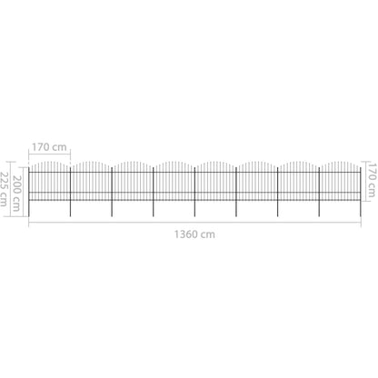 Gartenzaun mit Speerspitze Stahl 1426 x 175 cm Schwarz