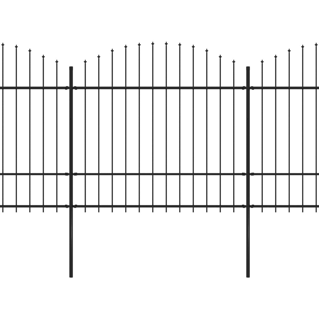 Gartenzaun mit Speerspitzen Stahl (1,5 - 1,75) x 15,3 m Schwarz