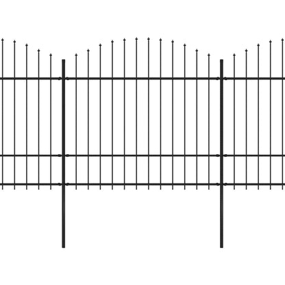 Gartenzaun mit Speerspitzen Stahl (1,5 - 1,75) x 15,3 m Schwarz