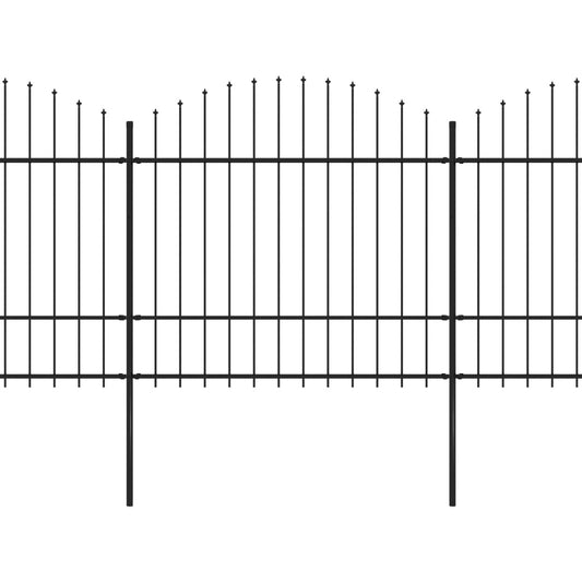 Gartenzaun mit Speerspitzen Stahl (1,5 - 1,75) x 15,3 m Schwarz