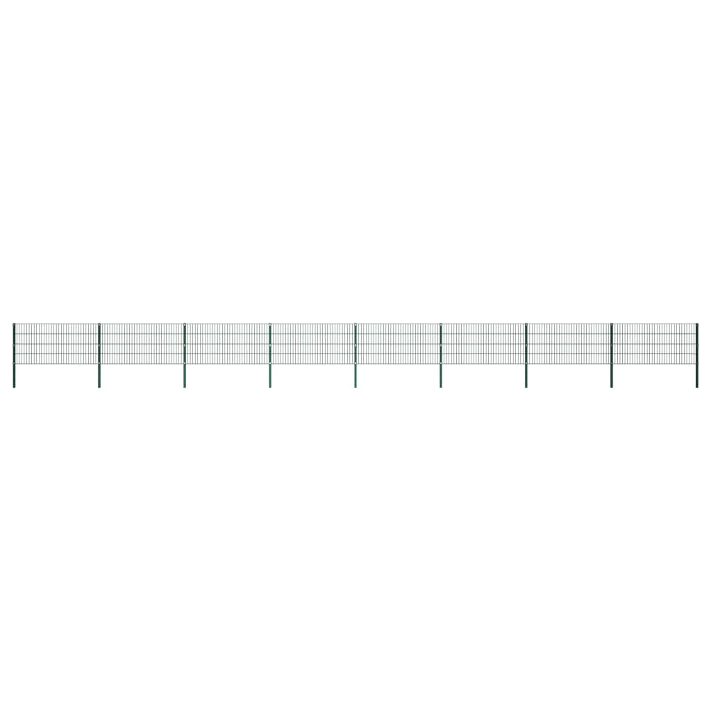 Zaunelement mit Pfosten Eisen 1385 x 80 cm Grün