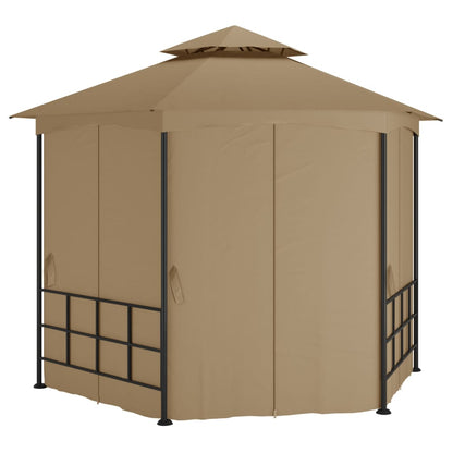 Pavillon mit Seitenwänden 3,1x2,7 m Taupe