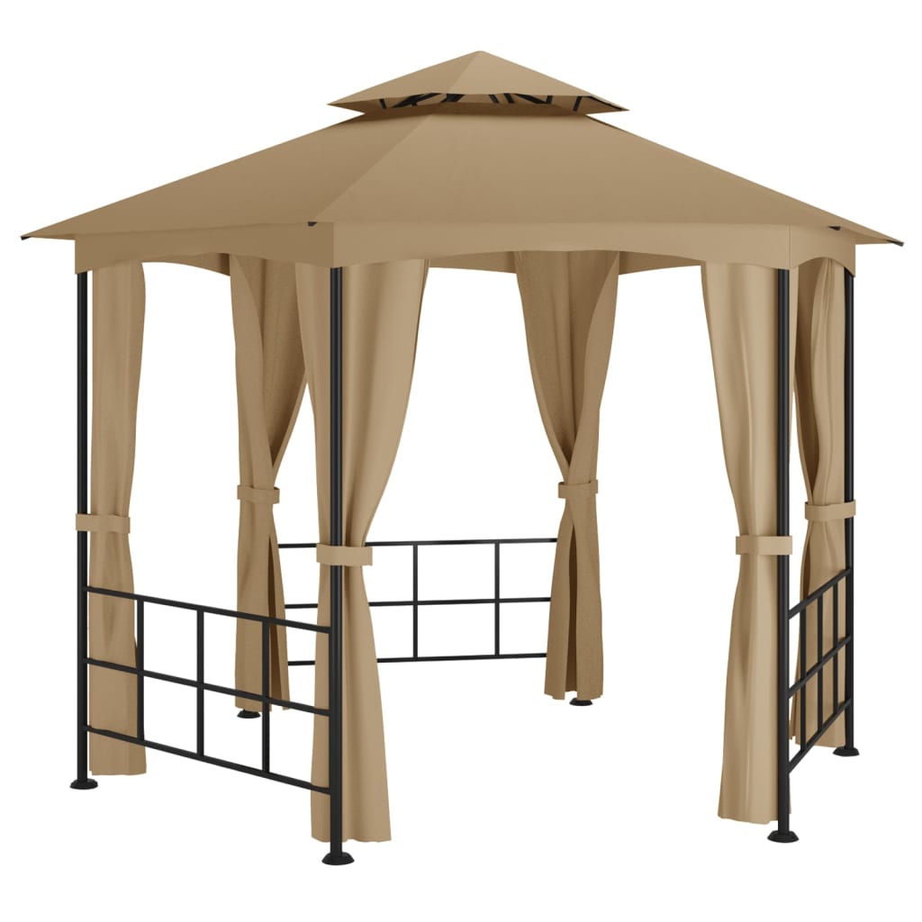 Pavillon mit Seitenwänden 3,1x2,7 m Taupe