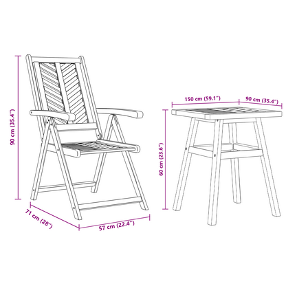 Garten Essgruppe 3 pcs Braun Massivholz Akazie