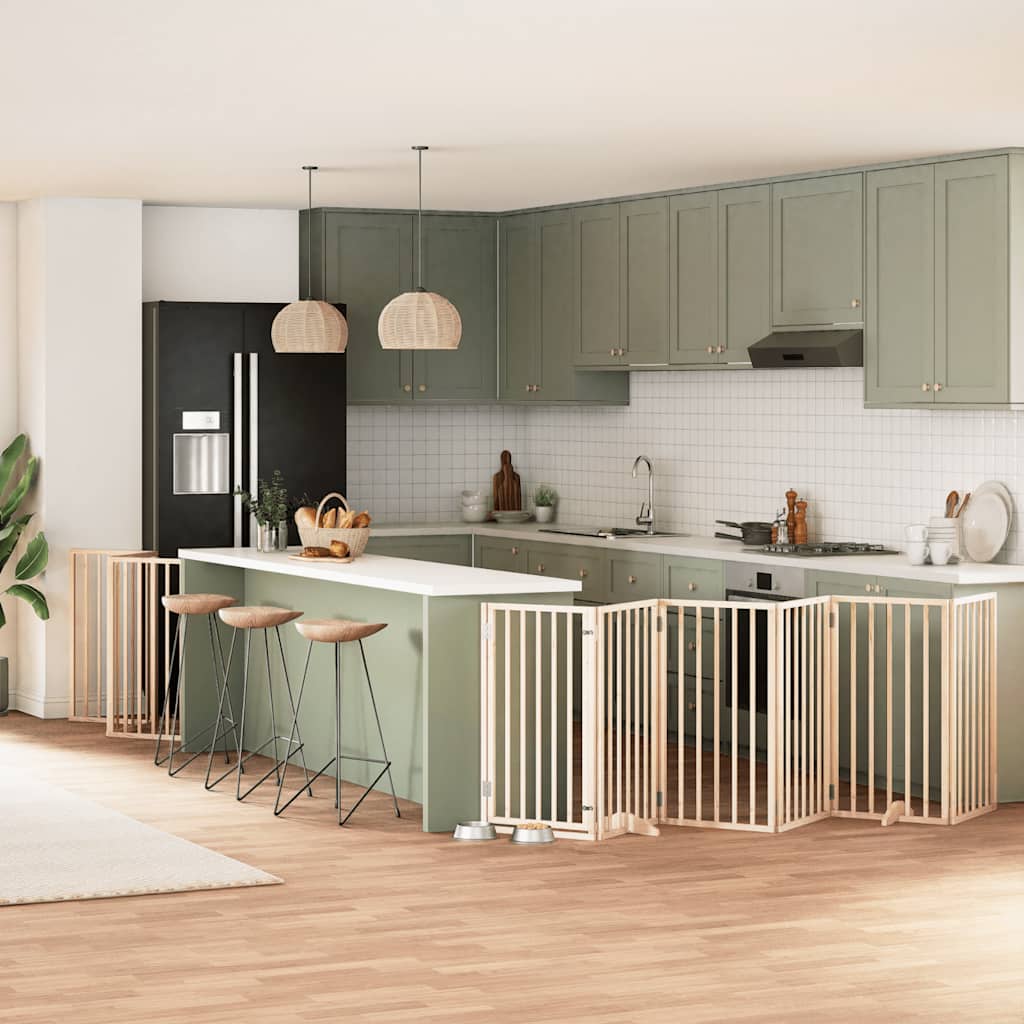 15-tlg. Hundetor mit Tür Faltbar 750 cm Pappelholz