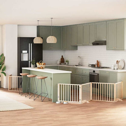 8-tlg. Hundetor mit Tür Faltbar 640 cm Pappelholz