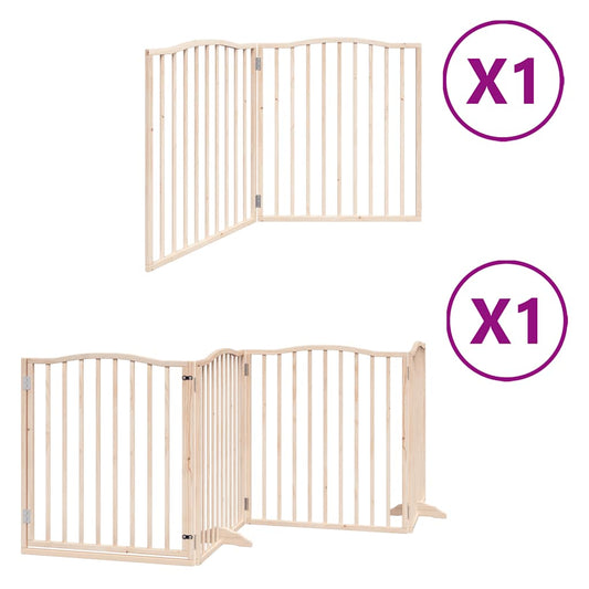 6-tlg. Hundetor mit Tür Faltbar 480 cm Pappelholz