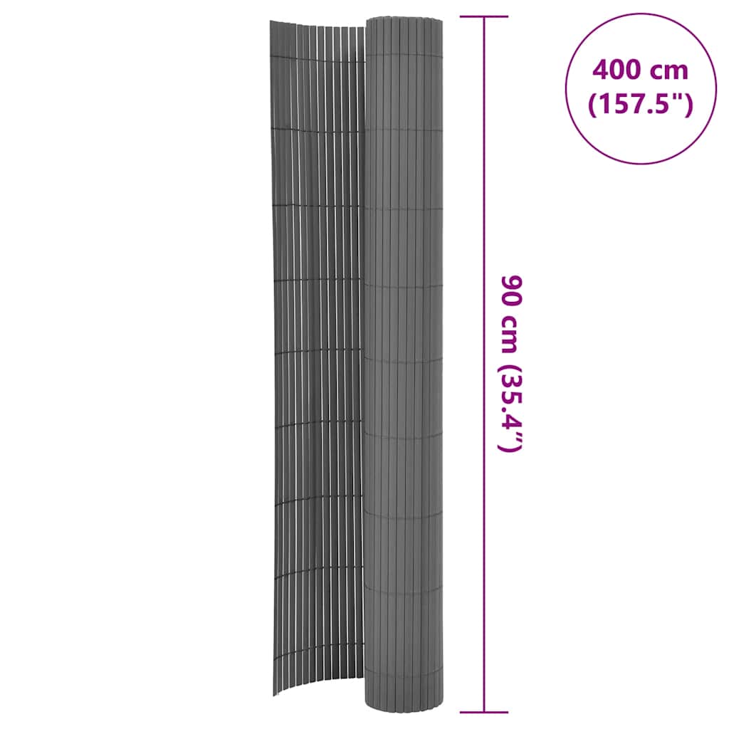 Gartenzaun Doppelseitig 90x400 cm Grau