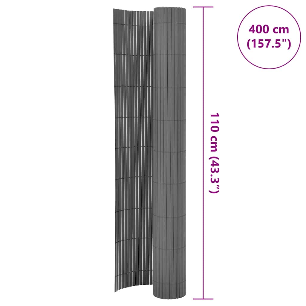 Gartenzaun Doppelseitig 110x400 cm Grau