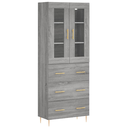 Highboard Grau Sonoma 69,5x34x180 cm Holzwerkstoff