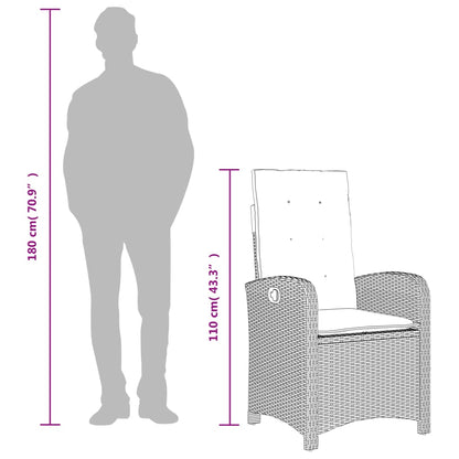 5-tlg. Garten-Essgruppe mit Kissen Braun Poly Rattan