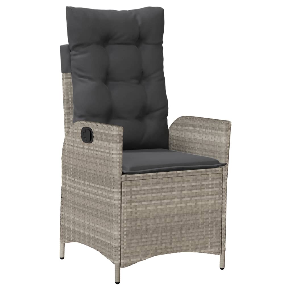 5-tlg. Garten-Essgruppe mit Kissen Hellgrau Poly Rattan