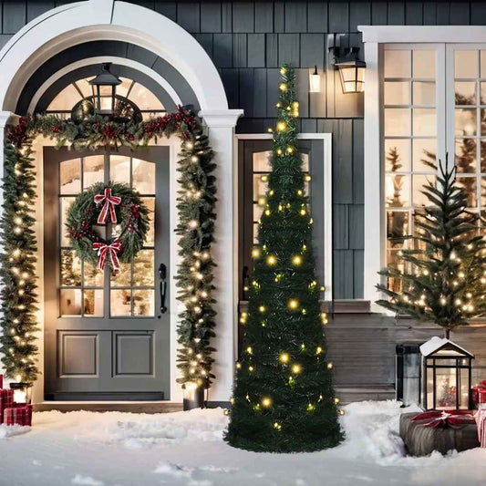 Künstlicher Pop-Up-Weihnachtsbaum mit Beleuchtung Grün 150 cm