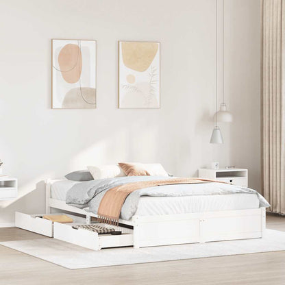 Massivholzbett ohne Matratze Weiß 100x200 cm Kiefernholz