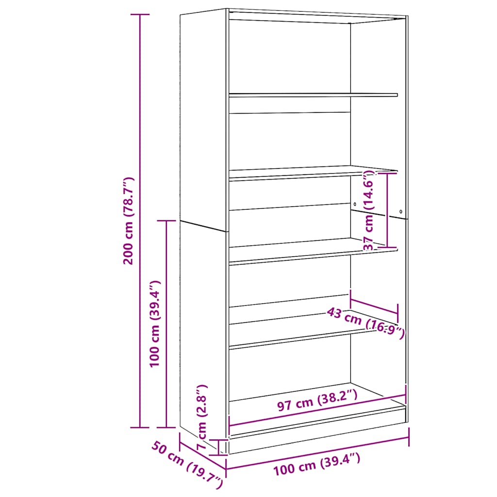 Kleiderschrank Artisan-Eiche 100x50x200 cm Holzwerkstoff