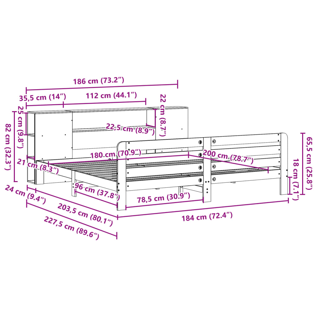 Massivholzbett ohne Matratze 180x200 Kiefernholz