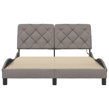 Bettgestell mit LED ohne Matratze Taupe 140x190 cm Stoff