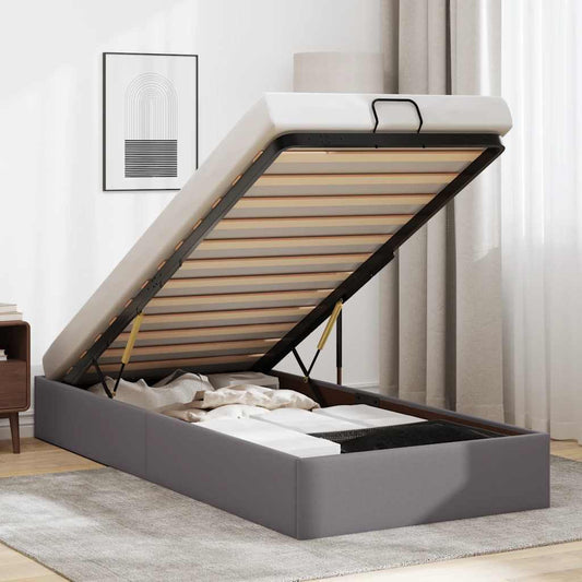 Ottoman-Bett ohne Matratze Grau 90x190 cm Kunstleder