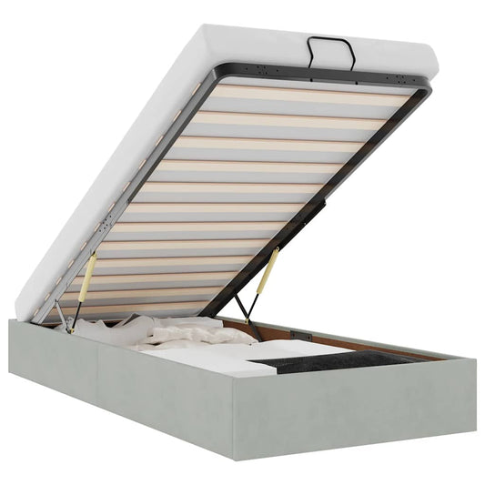 Ottoman-Bett ohne Matratze Hellgrau 90x190 cm Samt