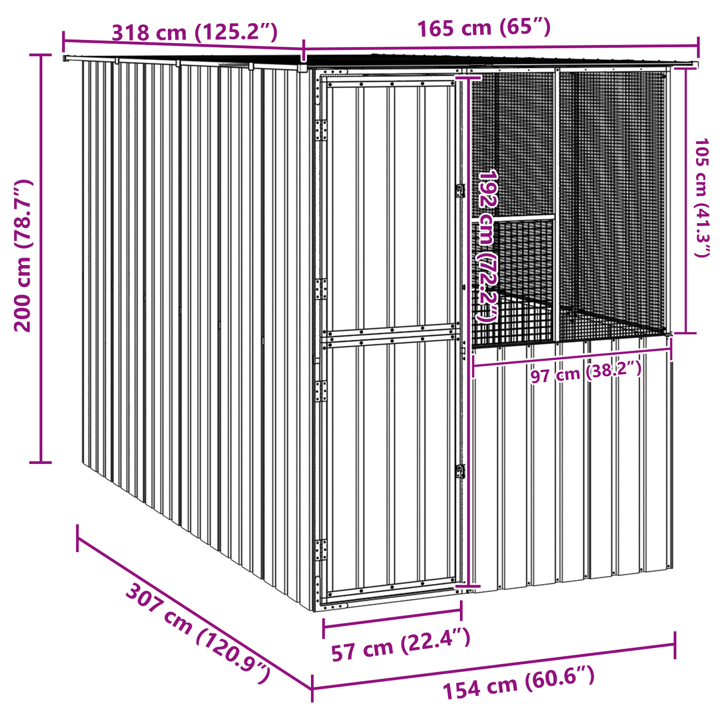 Vogelkäfig Anthrazit 315 x 167 x 200 cm Verzinkter Stahl
