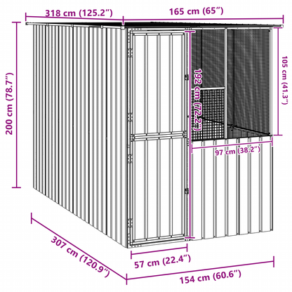 Vogelkäfig Anthrazit 315 x 167 x 200 cm Verzinkter Stahl